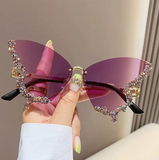 Rhinestone Vintage Butterfly Sunglasses